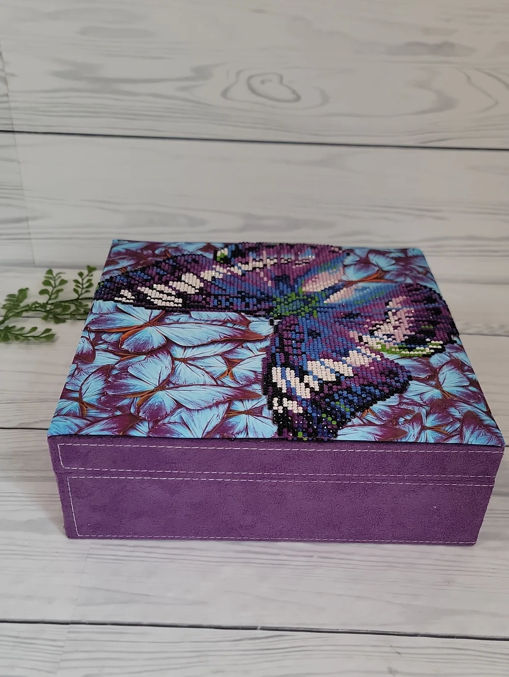 Upcycled Jewelry Case Purple Butterfly Decorative Keepsake Box 10